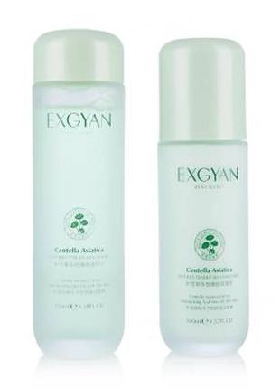 Набір для догляду за обличчам exgyan beautecret centella polypeptide tender face lotion set з екстрактом центели (тонер, 130 мл + емульсія, 100 мл)