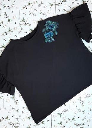🌿1+1 = 3 красивій чорна жіноча футболка з вишивкою george, розмір 58 — 60, батал