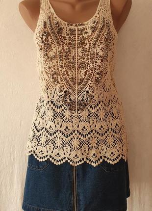 Прозора майка макраме круживо мереживо красива майка святкова