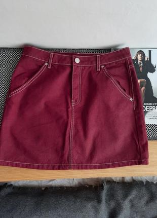 Юбка мини юбка джинсовая h&amp;m маджента