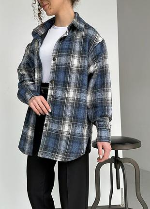 Рубашка в синюю с белой клеточкой