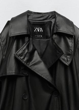 Кожаный тренч zara пальто из искусственной кожи7 фото