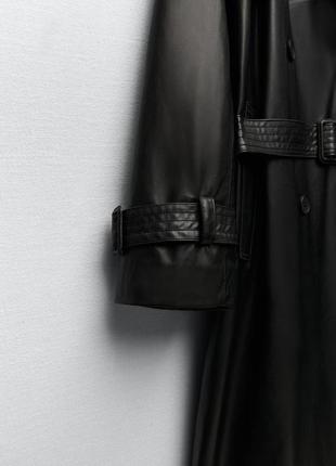 Кожаный тренч zara пальто из искусственной кожи6 фото