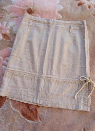 ‼️ розпродаж ‼️жіночий одяг / міні-спідниця бежева 🤎 46/48 розмір, льон
