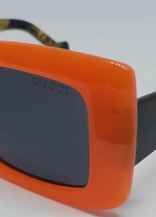 Очки в стиле gucci женские солнцезащитные черные однотонные в яркой оранжевой оправе3 фото