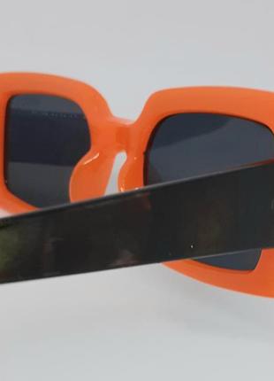 Очки в стиле gucci женские солнцезащитные черные однотонные в яркой оранжевой оправе8 фото