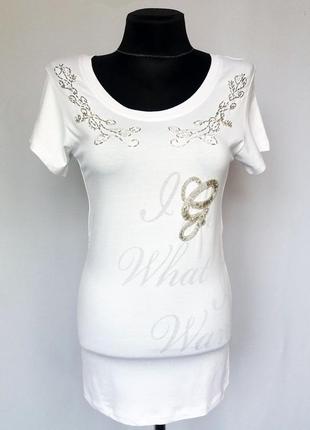 Суперціна. стильна біла футболка туніка guess. нова, р. s-l