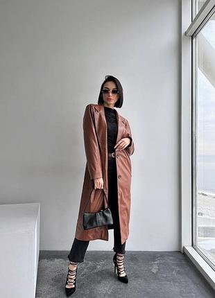 Тренч из экокожи оверсайз