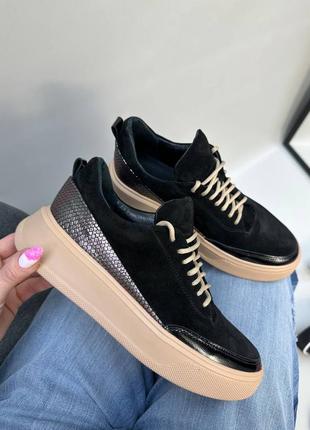 Кеди комбіновані замша + шкіра  багато кольорів