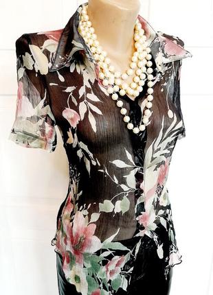 Італьянська шифонова  дизайнерська блуза із шовку,яка не має вагі.справжня паутинка.мега ніжність.