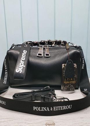 Женская кожаная сумка черная красная серая жіноча шкіряна сумка чорна сіра червона