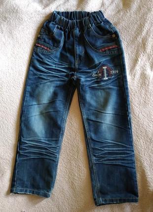 Удобные джинсы на резинке для мальчика, р. 134-1402 фото