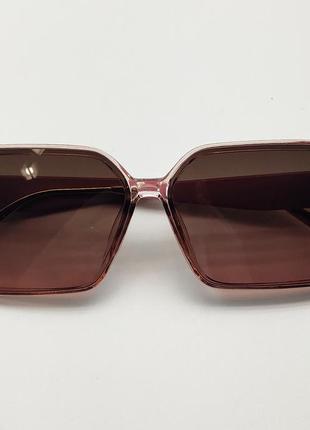 Стильные очки оправа коричневая прозрачная дужки пудра10 фото