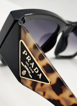 Жіночі окуляри сонцезахисні із леопардовими широкими дужками6 фото