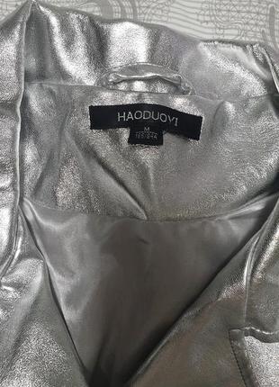 Куртка косуха металлизированная серебристая2 фото