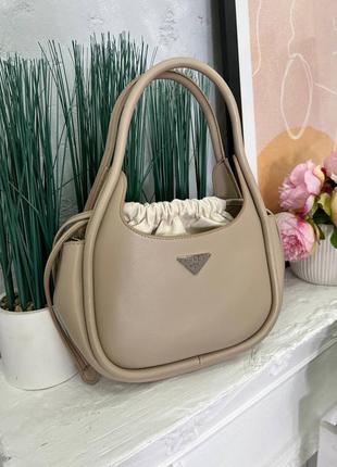 Сумка prada leather handbag beige10 фото