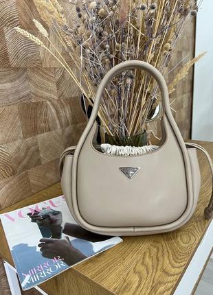 Сумка prada leather handbag beige6 фото