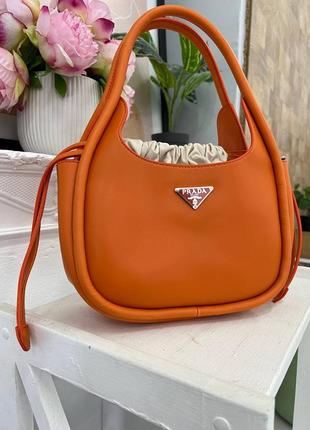 Сумка prada leather handbag orange5 фото