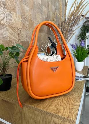 Сумка prada leather handbag orange4 фото