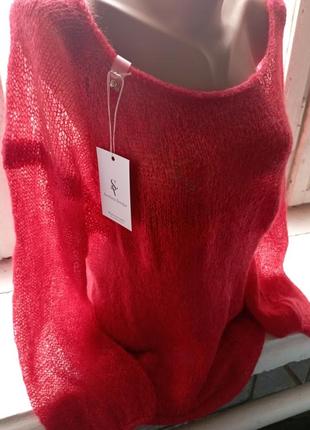 Червоний пуловер павутинка5 фото