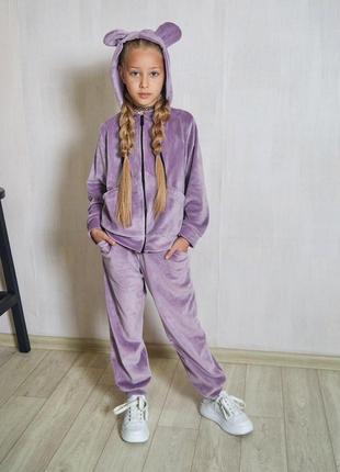 Велюровий спортивний костюм на дівчинку з вушками р.110,116,122,1285 фото