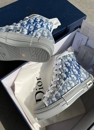 Замечательные женские высокие кеды в стиле dior oblique hight grey blue серые с синим4 фото