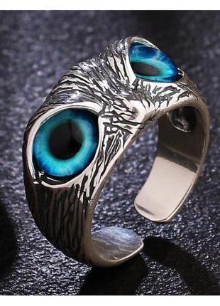 Серебристое безразмерное кольцо для девушки совушка
