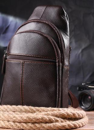 Удобная мужская сумка через плечо из натуральной кожи 21308 vintage коричневая6 фото