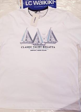Чоловіча футболка біла lc waikiki з написом yacht classic regatta2 фото