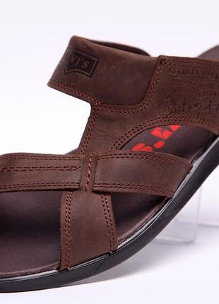 Шлепанцы мужские кожаные levis brown3 фото