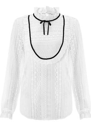 Белая блузка с натурального кружева , р.16-18-20