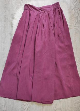 Фиолетовые сиреневые бордовые шелковые натуральные широкие длинные шорты капри кюлоты шелк