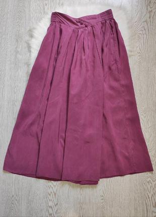 Фиолетовые сиреневые бордовые шелковые натуральные широкие длинные шорты капри кюлоты шелк