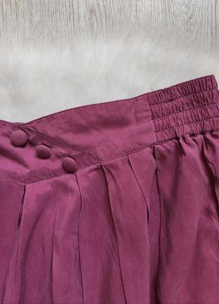 Фиолетовые сиреневые бордовые шелковые натуральные широкие длинные шорты капри кюлоты шелк