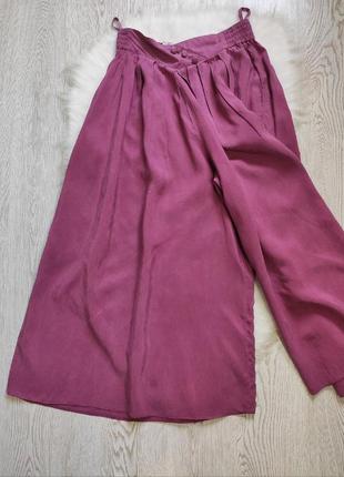 Фиолетовые сиреневые бордовые шелковые натуральные широкие длинные шорты капри кюлоты шелк