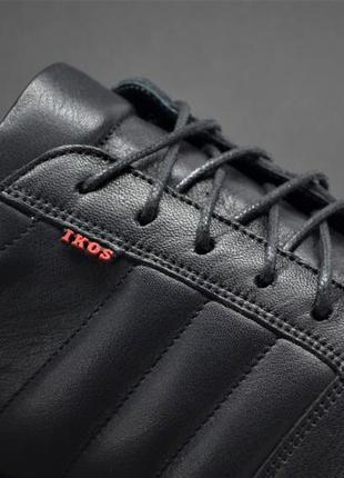 Мужские комфортные спортивные кожаные туфли черные ikos 187213 фото
