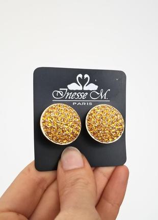 Розпродаж,кліпси,круглі сережки з каменями swarovski