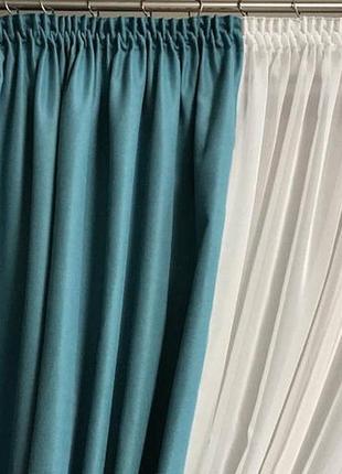 Фіранка з мікровелюру та шифону 400x170 cм бірюза
