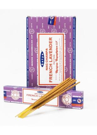 Благовония аромапалочки satya французская лаванда franch lavender (плоская пачка) 15 грамм