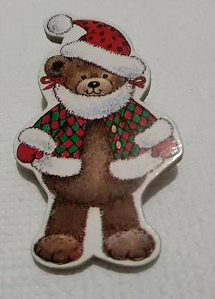 Брошь новогодний мишка.