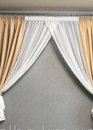 Занавеска из микровелюра и шифона 400x170 cм