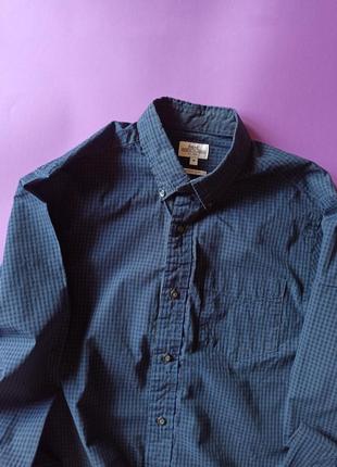 💙 •~° идеальная рубашка в клетку °~•  💙 темно синя sale базова затишна сорочка оверсайз рубашка текстура4 фото
