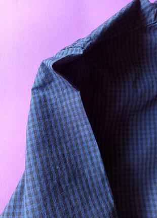 💙 •~° идеальная рубашка в клетку °~•  💙 темно синя sale базова затишна сорочка оверсайз рубашка текстура2 фото