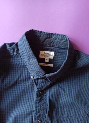 💙 •~° идеальная рубашка в клетку °~•  💙 темно синя sale базова затишна сорочка оверсайз рубашка текстура5 фото