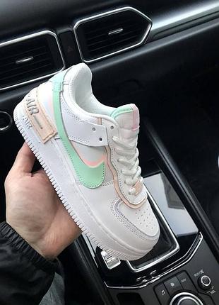 👟кроссовки женские nike air force 1 shadow white &amp; turquoise👟
