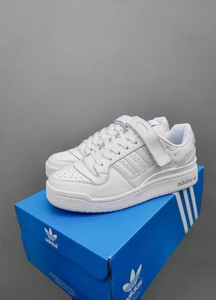 Мужские кожаные кроссовки adidas forum refined white#адидас