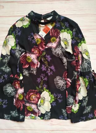 Шикарна блуза з чокером в квіти