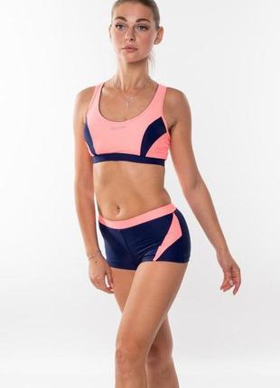Раздельный спортивный купальник для бассейна aqua speed fiona, топ и шортики, розовый с синим 425 фото