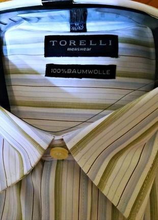 Элегантная новая в упаковке хлопковая рубашка в полоску европейского бренда torelly.3 фото