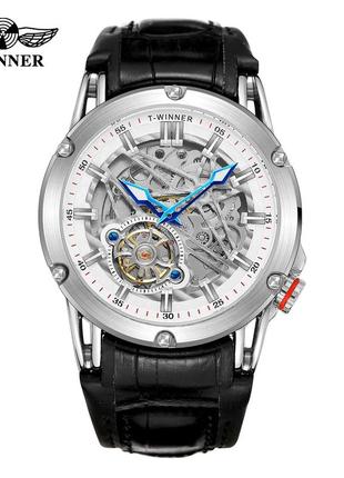 Класичний механічний чоловічий наручний годинник forsining 8099 black-gold-black